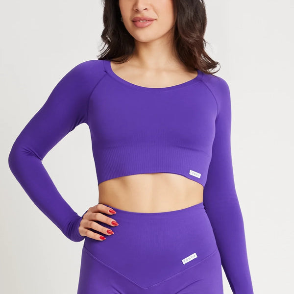 Palaidinė ilgomis rankovėmis FGM04 „Gym Fashion” - tamsiai violetinė