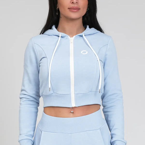 Džemperis FGM04 „Ikonic Crop Top New Celeste” - melsvas