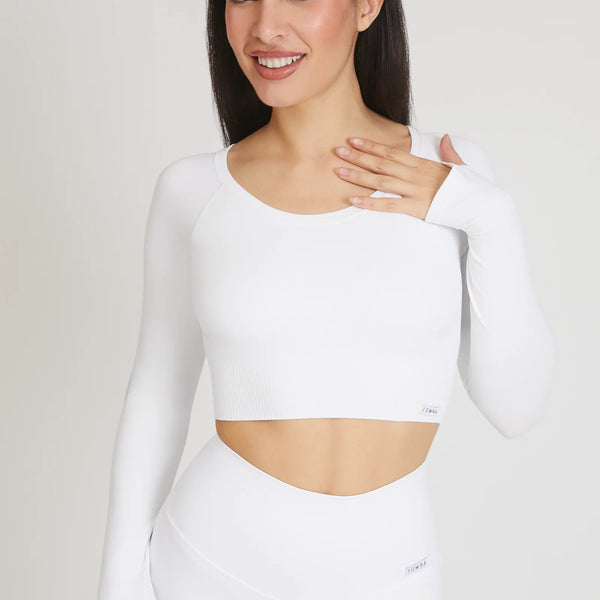 Palaidinė ilgomis rankovėmis FGM04 „Gym Fashion” - balta