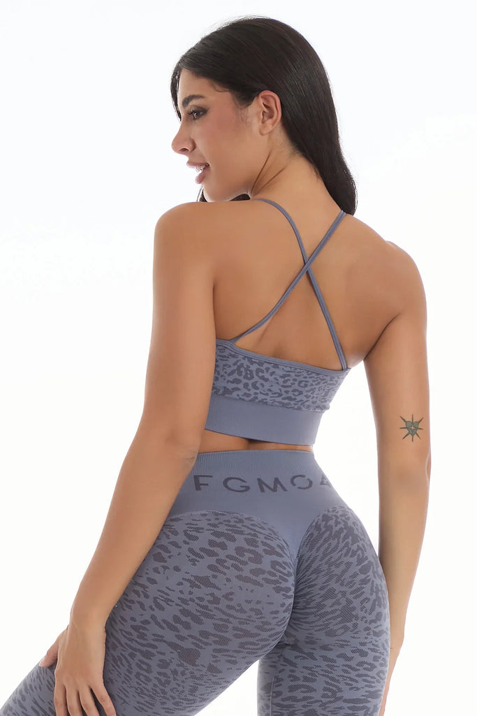 Sportinė liemenėlė pilka leopardo rašto