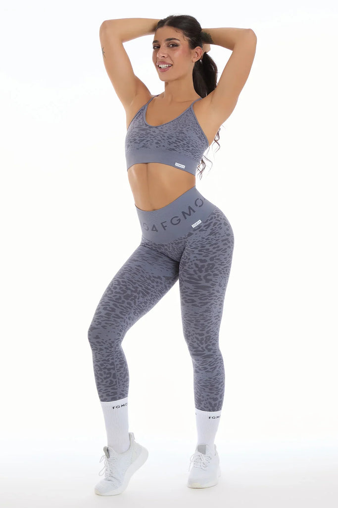 Sportinis kostiumėlis leopardo rašto pilkas