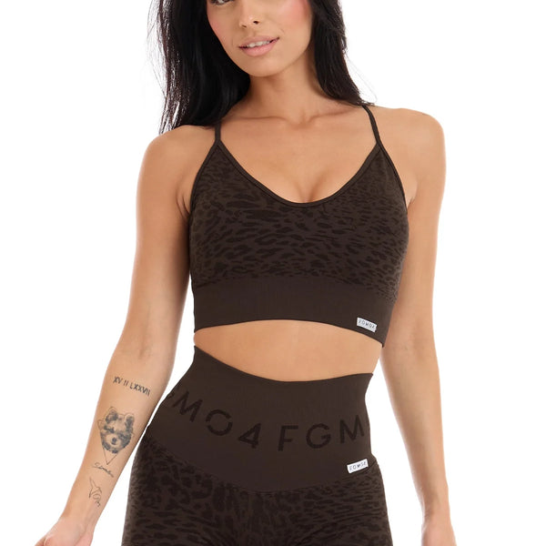 Sportinė liemenėlė FGM04 „Jungle Leopard 2.0 Caffè" - kavos spalvos
