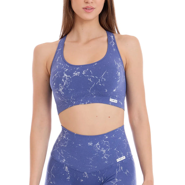 Sportinė liemenėlė FGM04 „Marble Blu Avio” - mėlyna