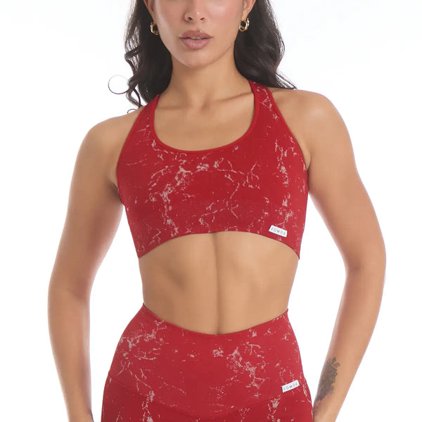 Sportinė liemenėlė FGM04 „Marble Rosso Tango” - raudona