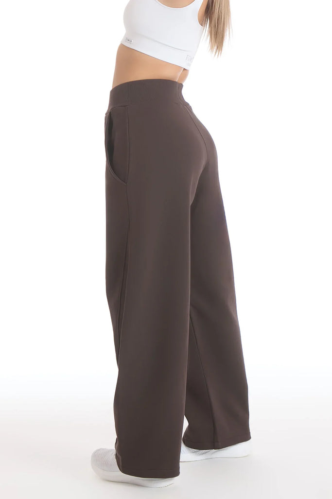 Laisvalaikio kelnės moterims šokolado spalvos