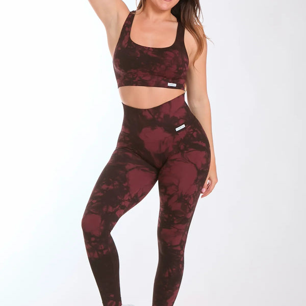 Sportinis kostiumėlis (Top + Leggings) FGM04 „Onyx Tenebra Nero Merlot” - bordo spalvos