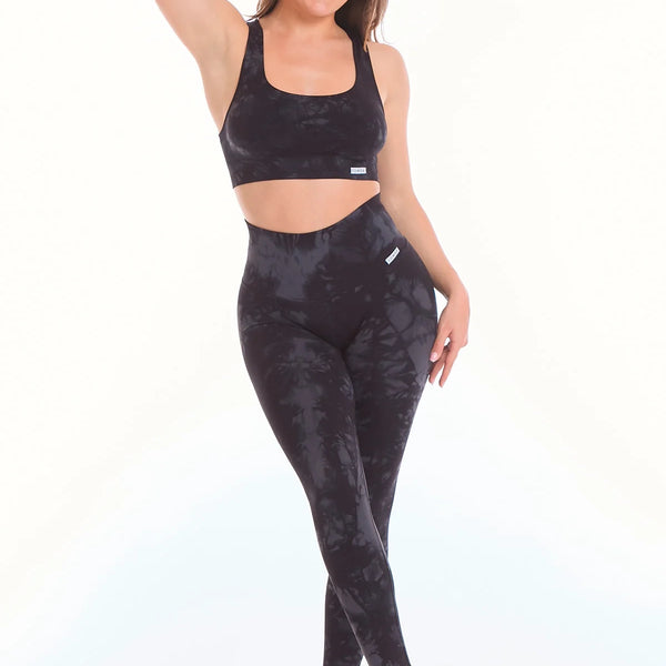 Sportinis kostiumėlis (Top + Leggings) FGM04 „Onyx Oblio Nero Grigio” - pilkas