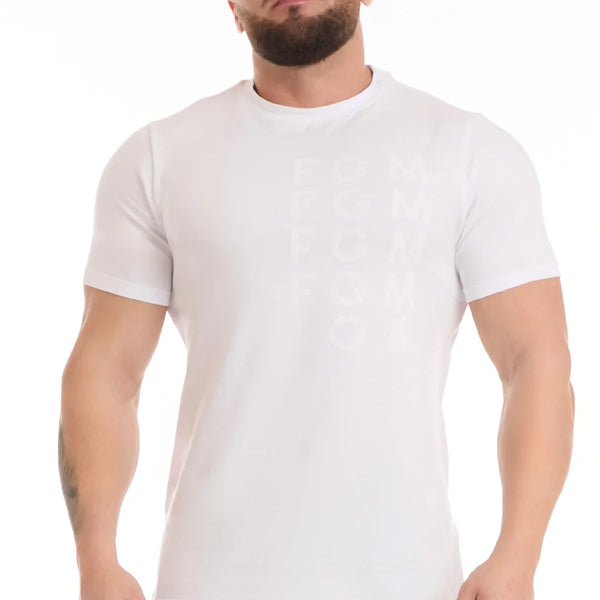 Vyriški marškinėliai FGM04 „Shadow Bianco” - balti